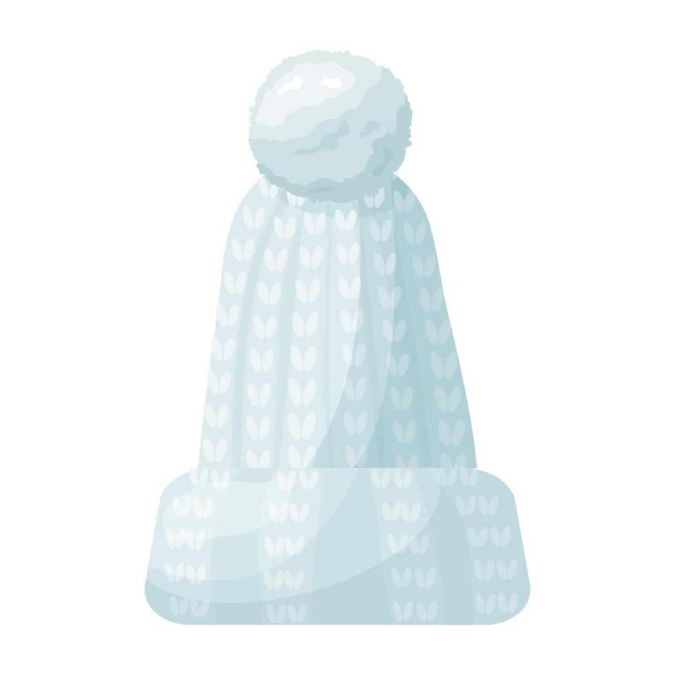 Winter children knitted hat vector