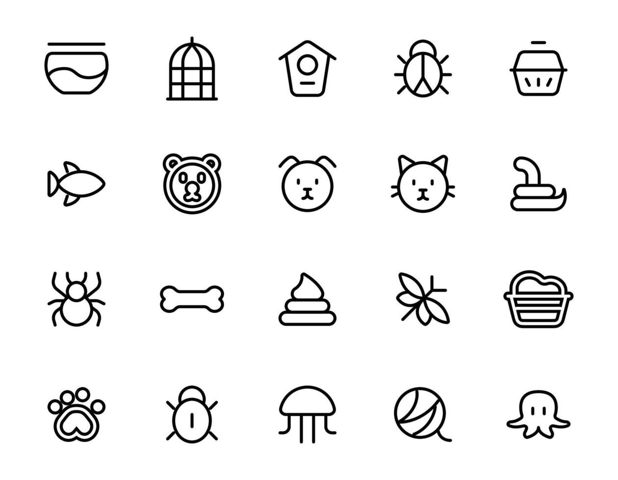Simple Set of Pet Related Vector Line Icons.