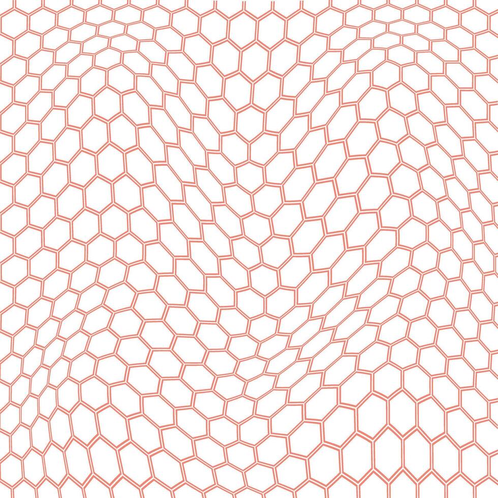 simple abstract tomato color small poligon hexagon wavy pattern on white background vector