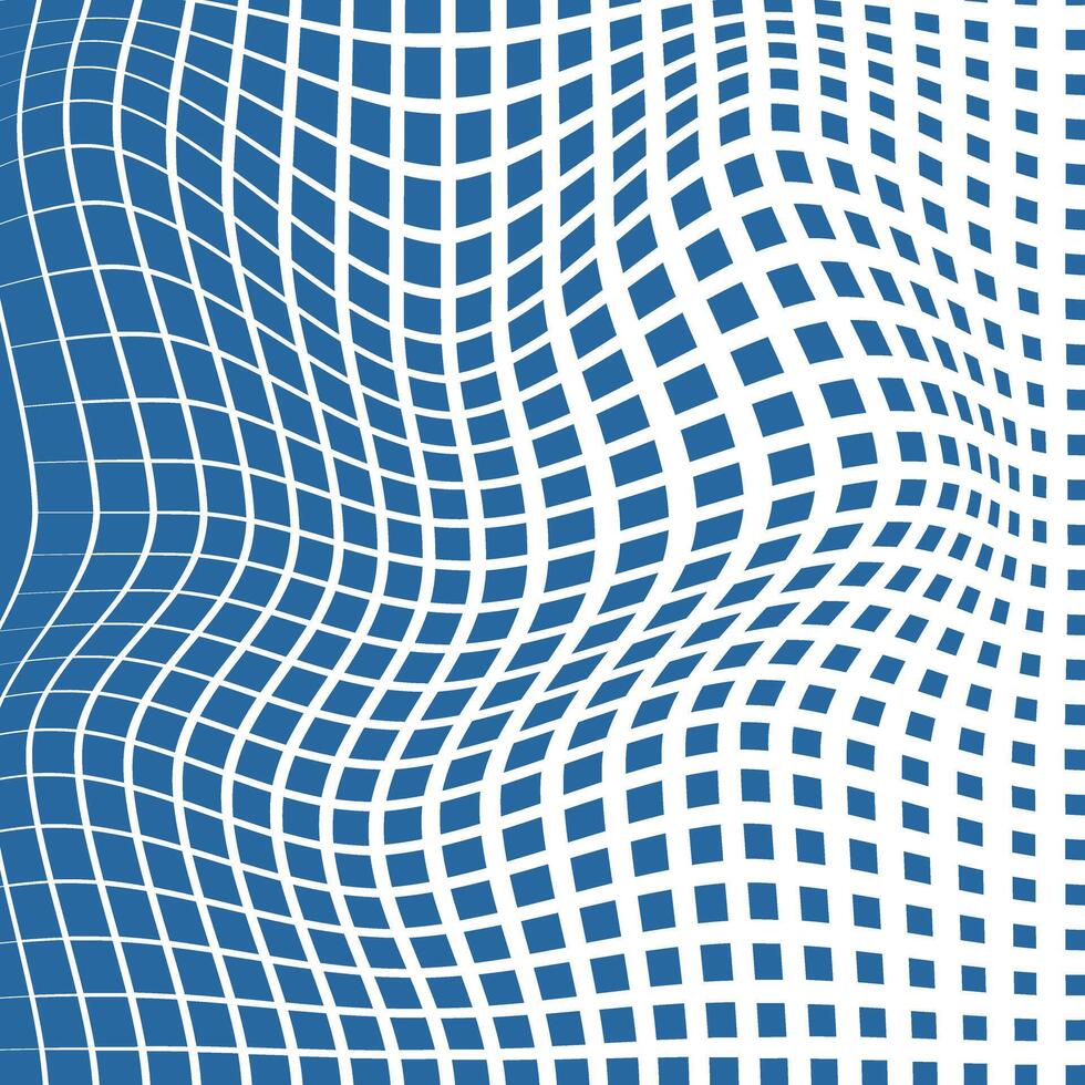 simple abstract blueberry color square halftone blend wavy distort pattern vector
