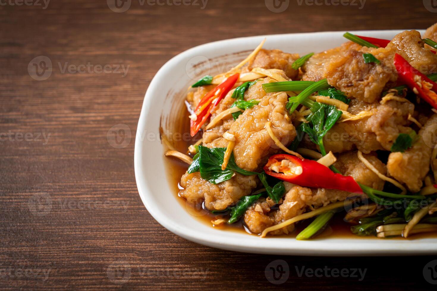 Stir Fried Fish with Chinese Celery photo