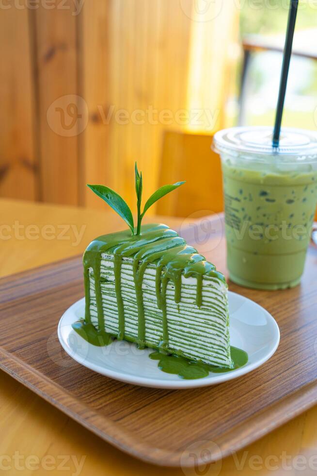 matcha green tea crepe cake photo