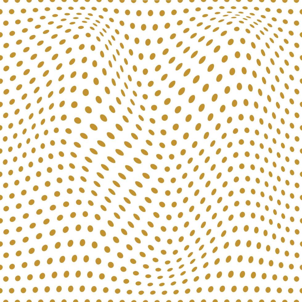abstract simple gold metal color small polka dot wavy distort pattern on white background vector