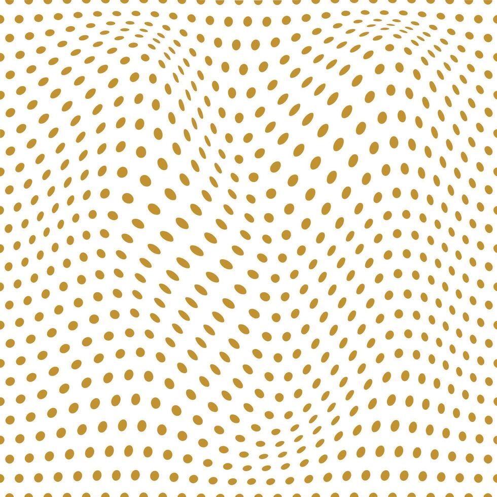 abstract simple gold metal color small polka dot wavy distort pattern on white background vector