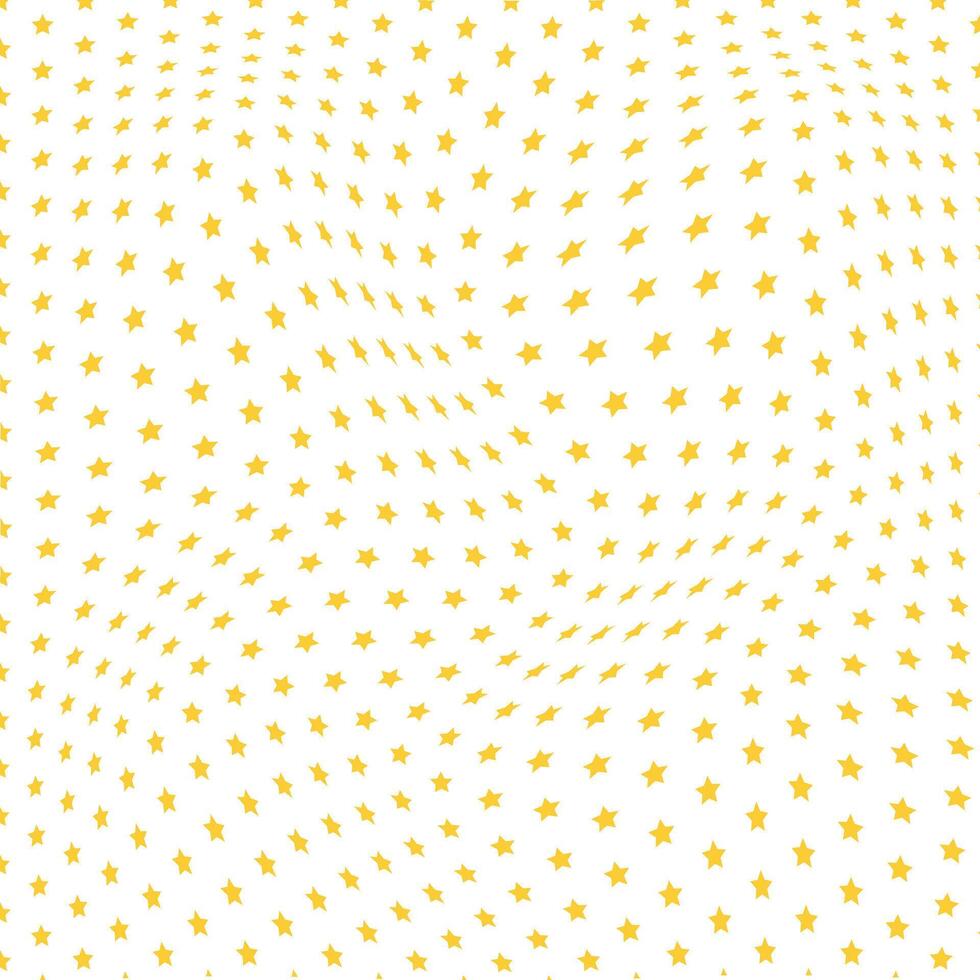 abstract simple gold metal color small star wavy distort pattern on white background vector