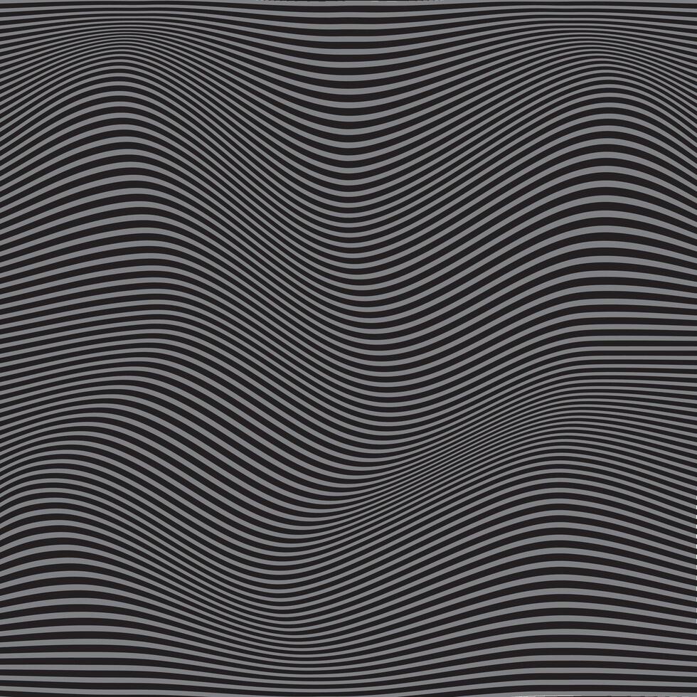 abstract black color horizontal thin line wavy pattern on grey background vector