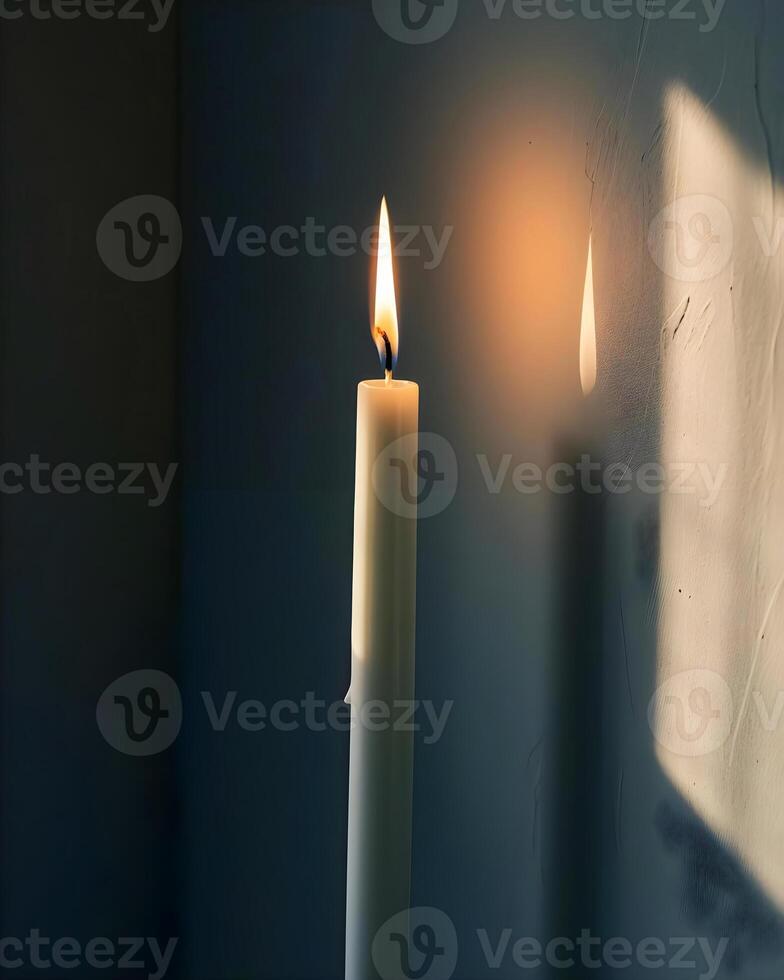 AI generated a candle is lit next to a wall photo