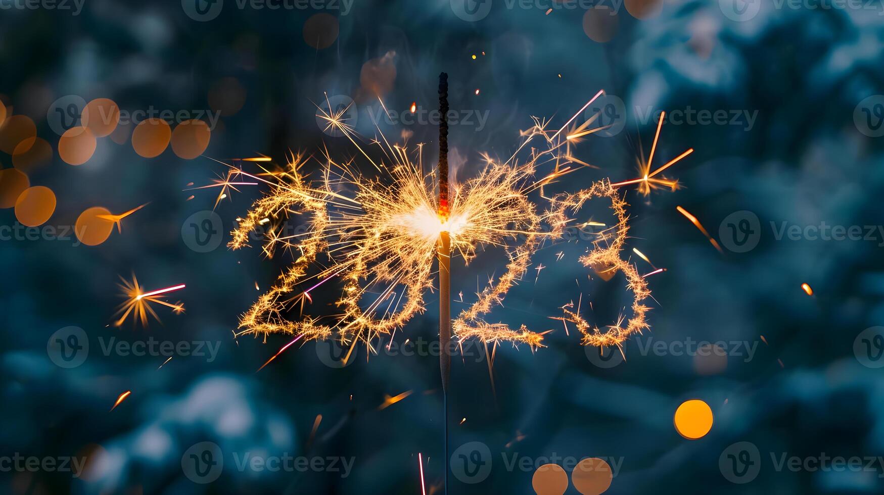 AI generated a close up of a sparkler with  lights in the background photo