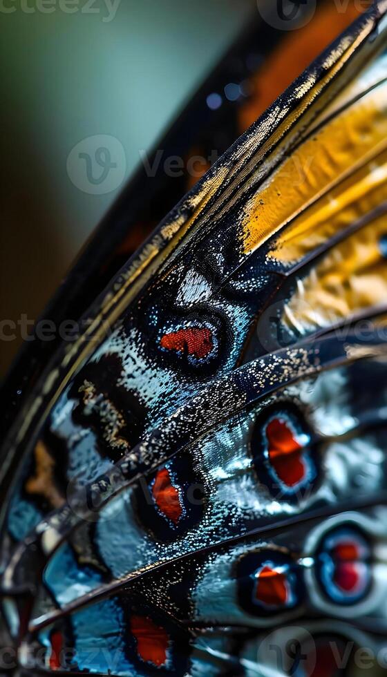 AI generated a close up of a colorful butterfly's wing photo