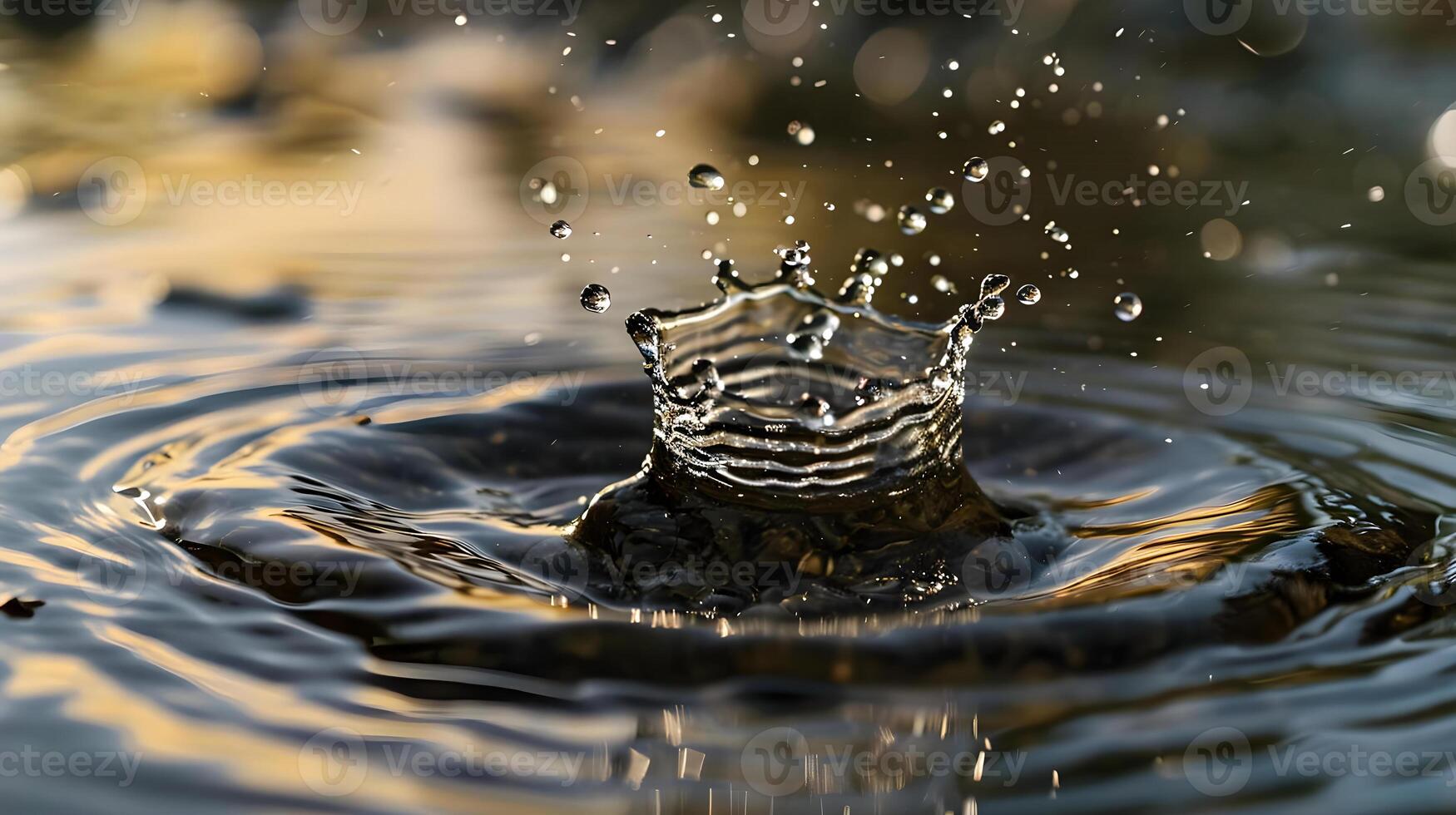 AI generated a close up of a water drop with a blurry background photo