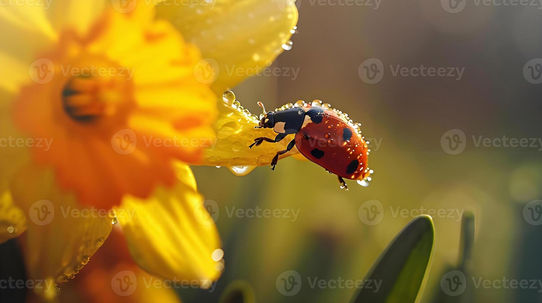AI generated a lady bug sitting on top of a yellow flower photo