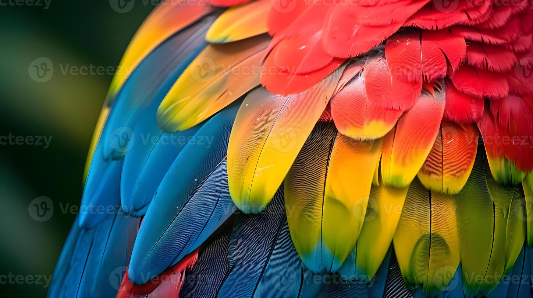 ai generado un cerca arriba de un vistoso aves plumas foto