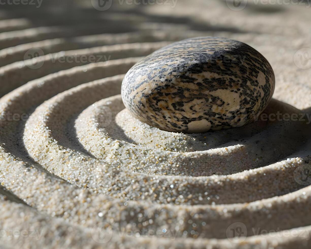 ai generado un rock sentado en parte superior de un arenoso zona foto