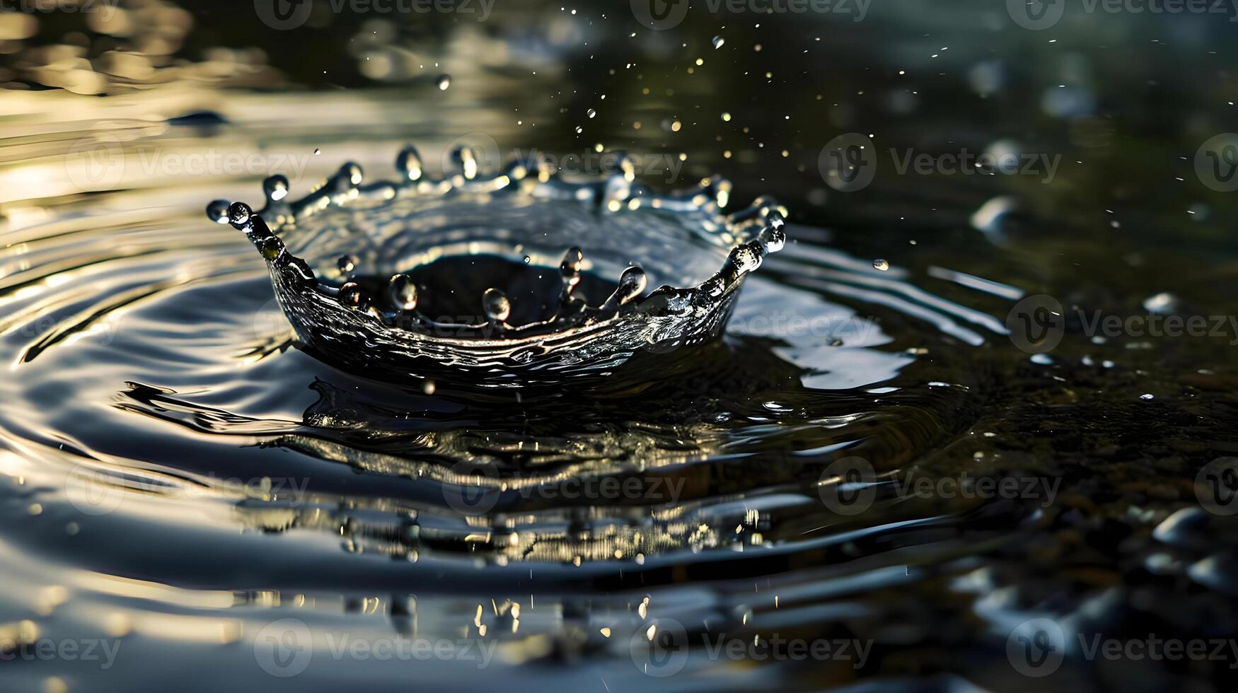 AI generated a water drop with a crown on top of it photo