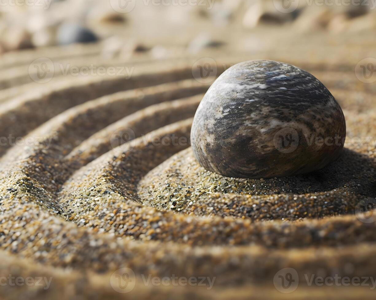 AI generated a rock sitting on top of a sandy beach photo