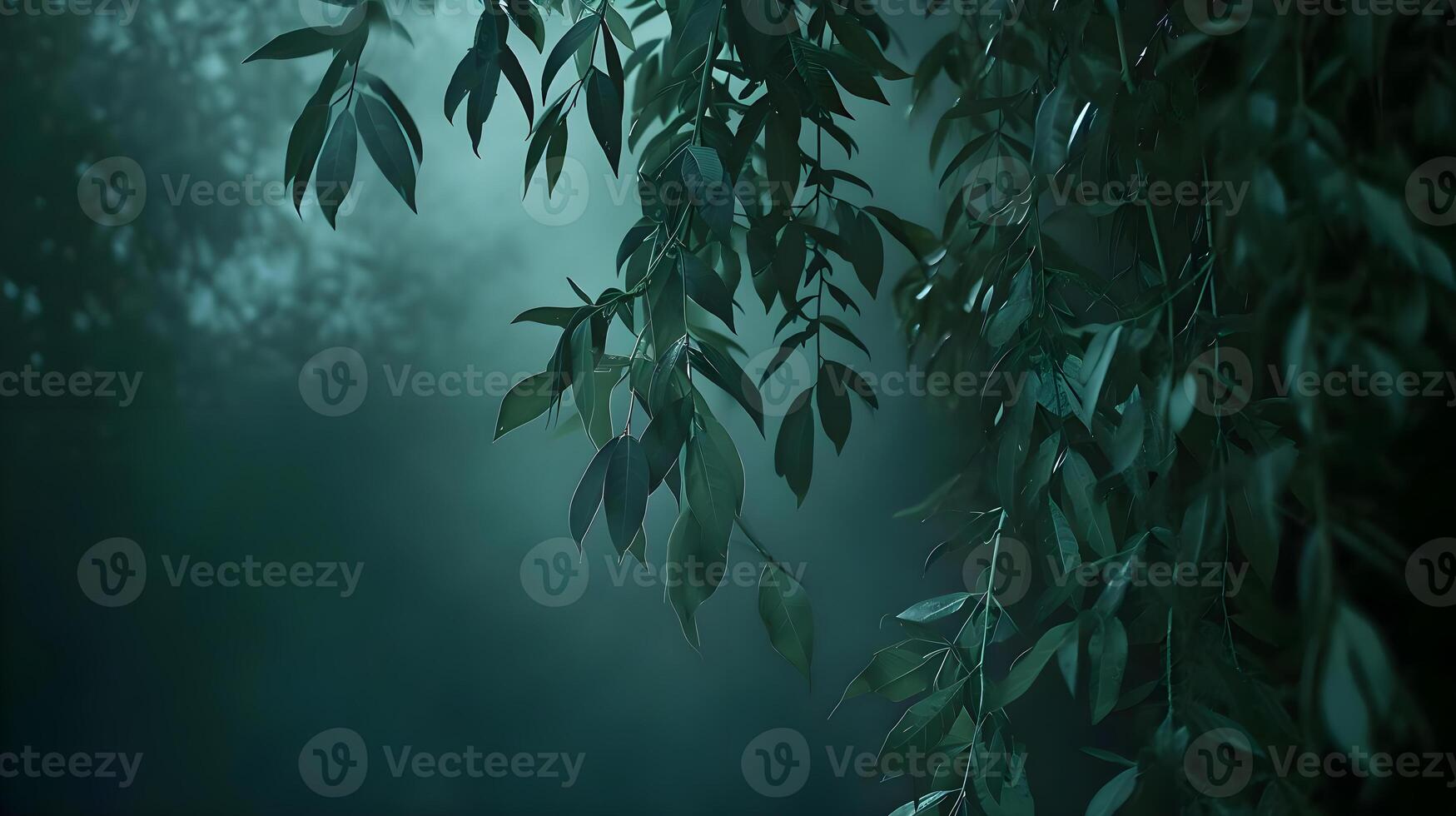 AI generated a branch of a tree in the middle of a forest photo