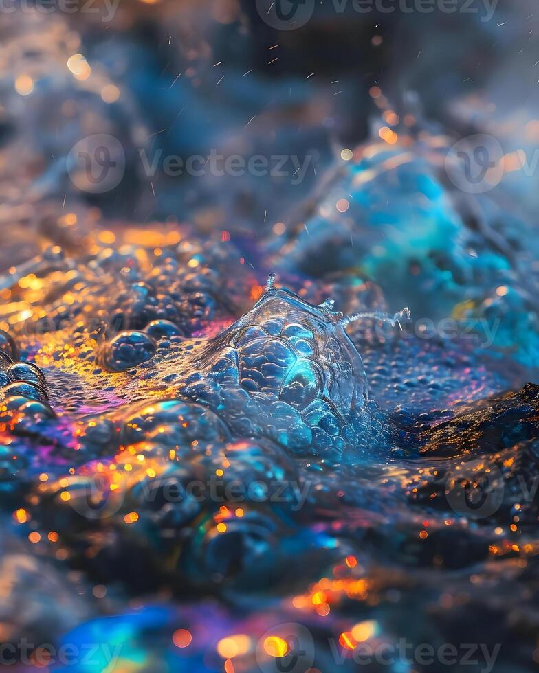 AI generated a close up of a blue and yellow substance photo