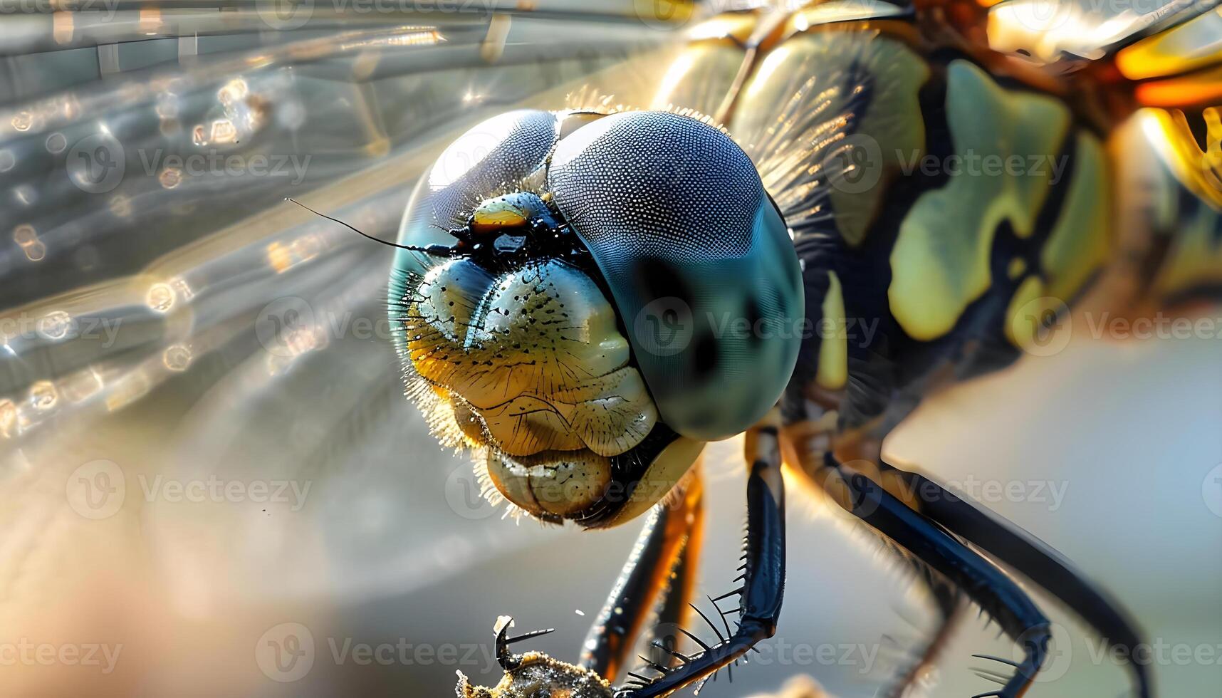 AI generated a close up of a dragonfly on a plant photo