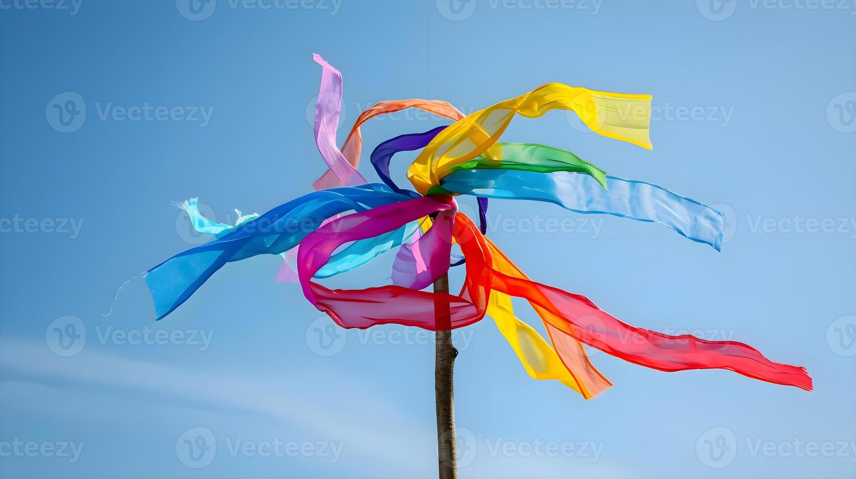 AI generated a colorful kite is flying in the blue sky photo