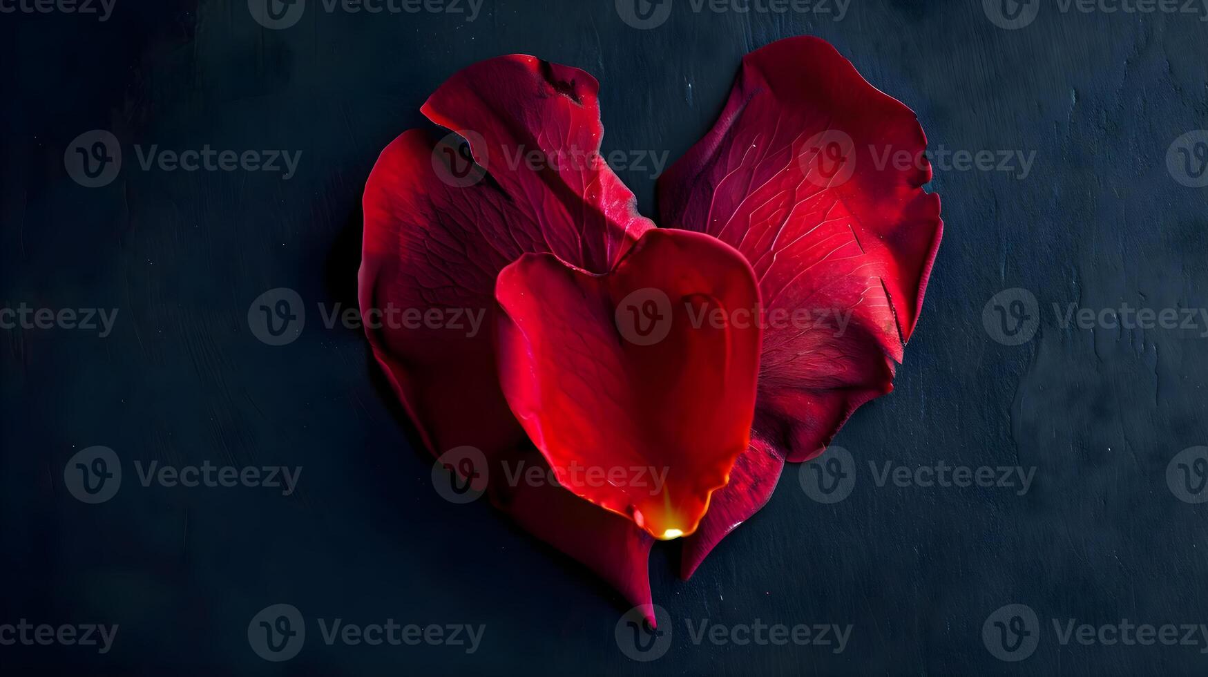 AI generated a heart shaped red flower on a black background photo