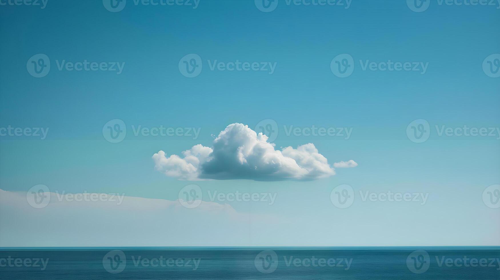 AI generated a lone cloud floating in the middle of the ocean photo