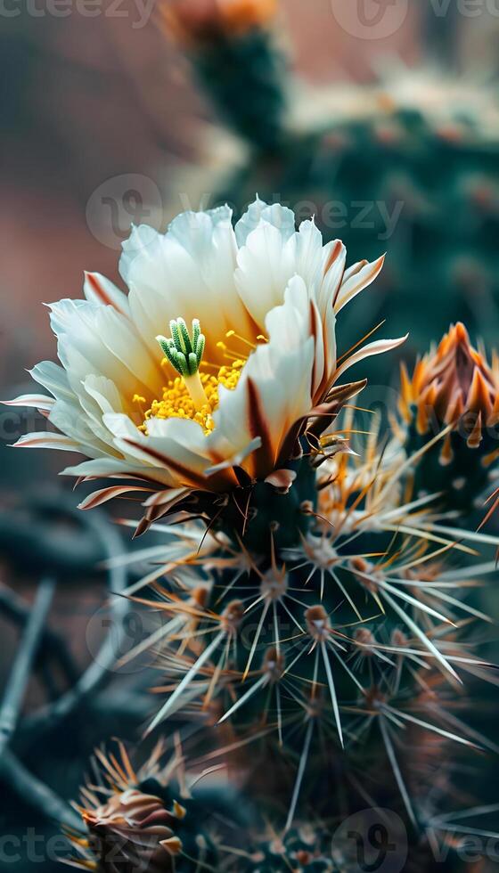 AI generated a close up of a flower on a cactus photo