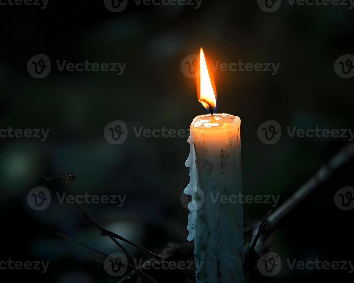 AI generated a lit candle with a human face on it photo