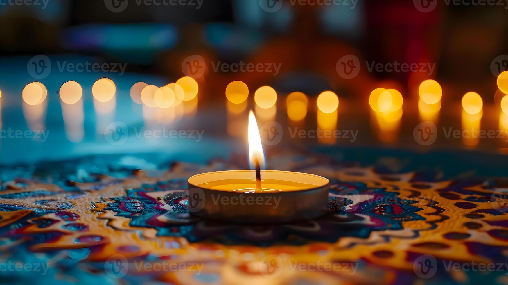 AI generated a lit candle sitting on top of a table photo