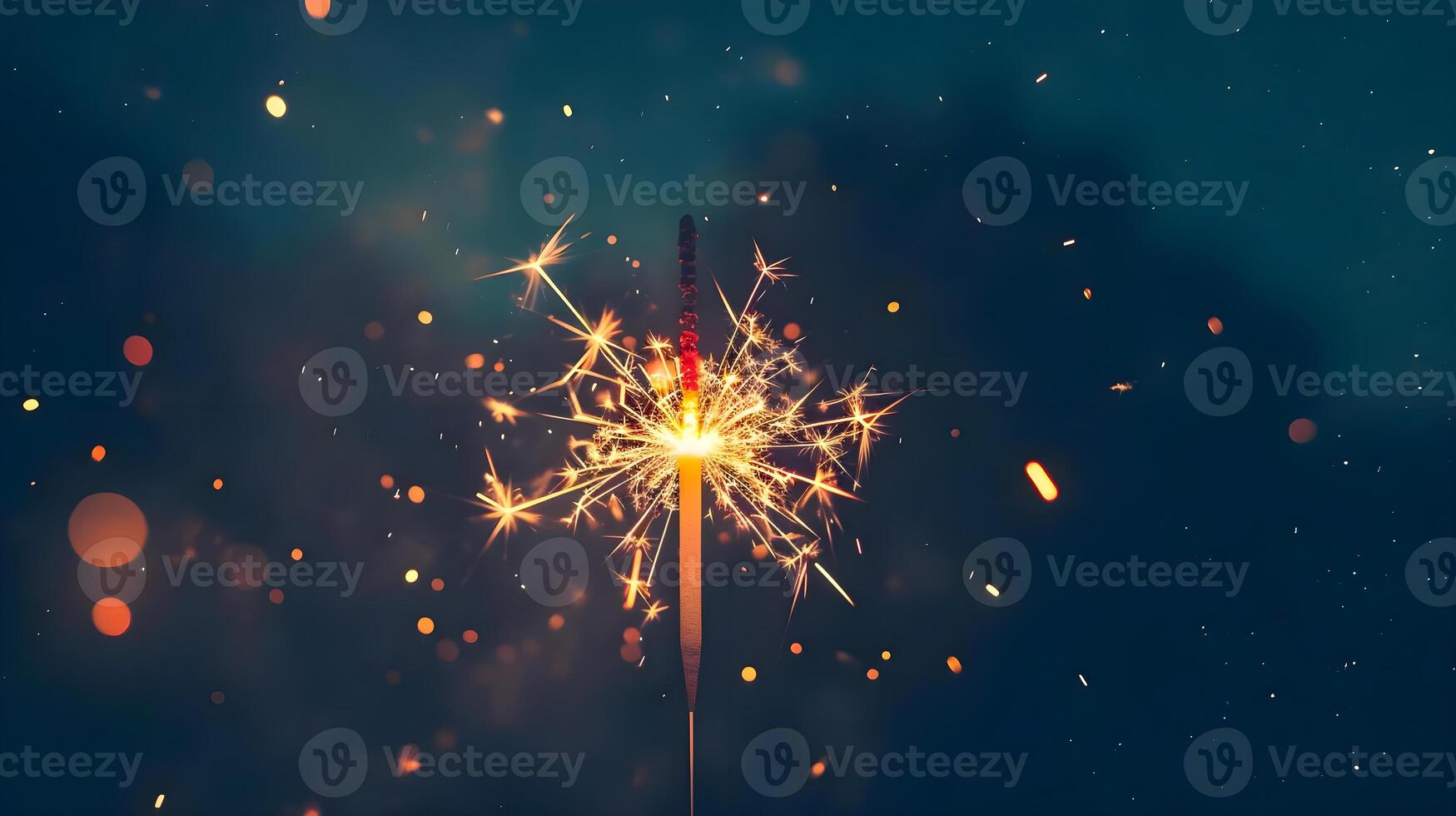AI generated a sparkler is lit up in the night sky photo