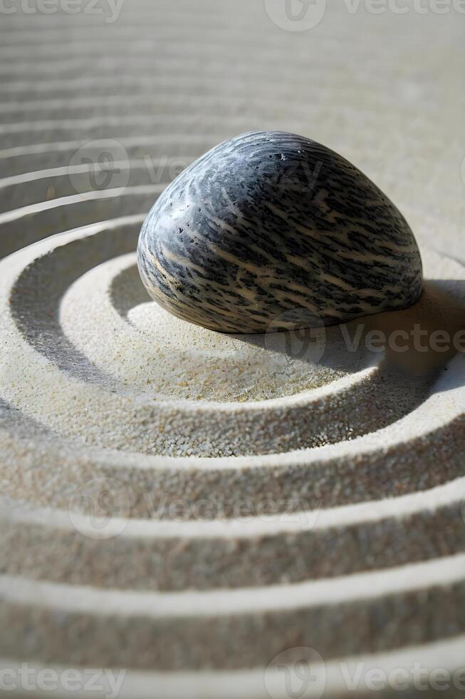 AI generated a rock sitting on top of a sandy area photo