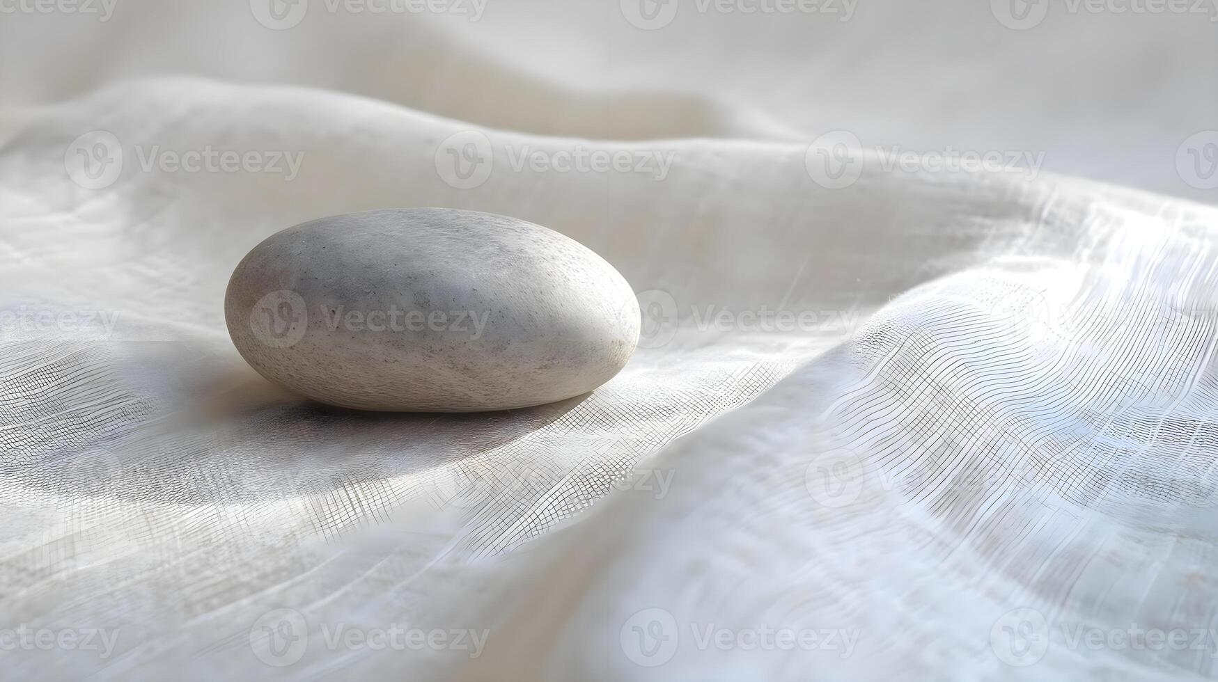 AI generated a rock sitting on top of a white cloth photo