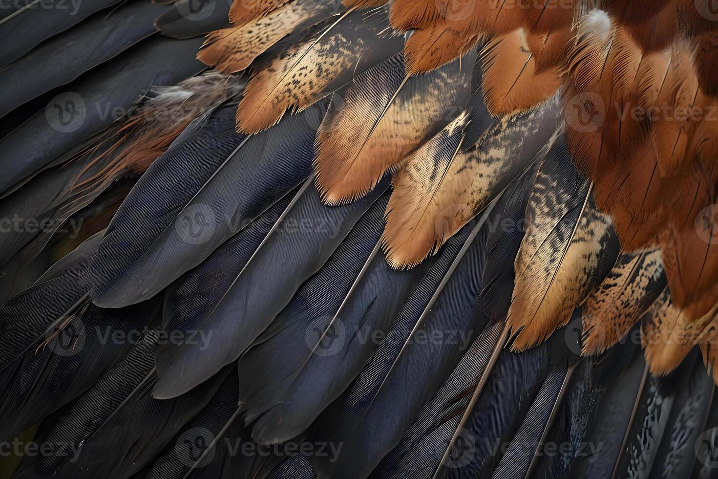 ai generado un cerca arriba de el plumas de un pájaro foto