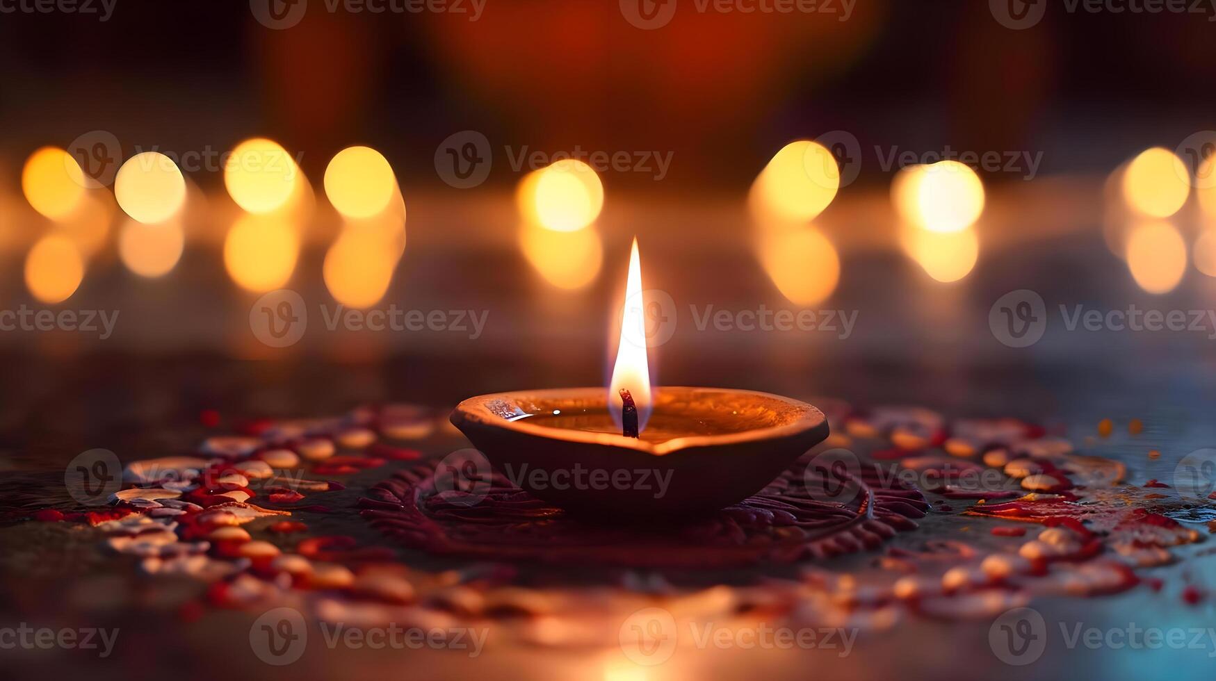 AI generated a small bowl with a lit candle in it photo