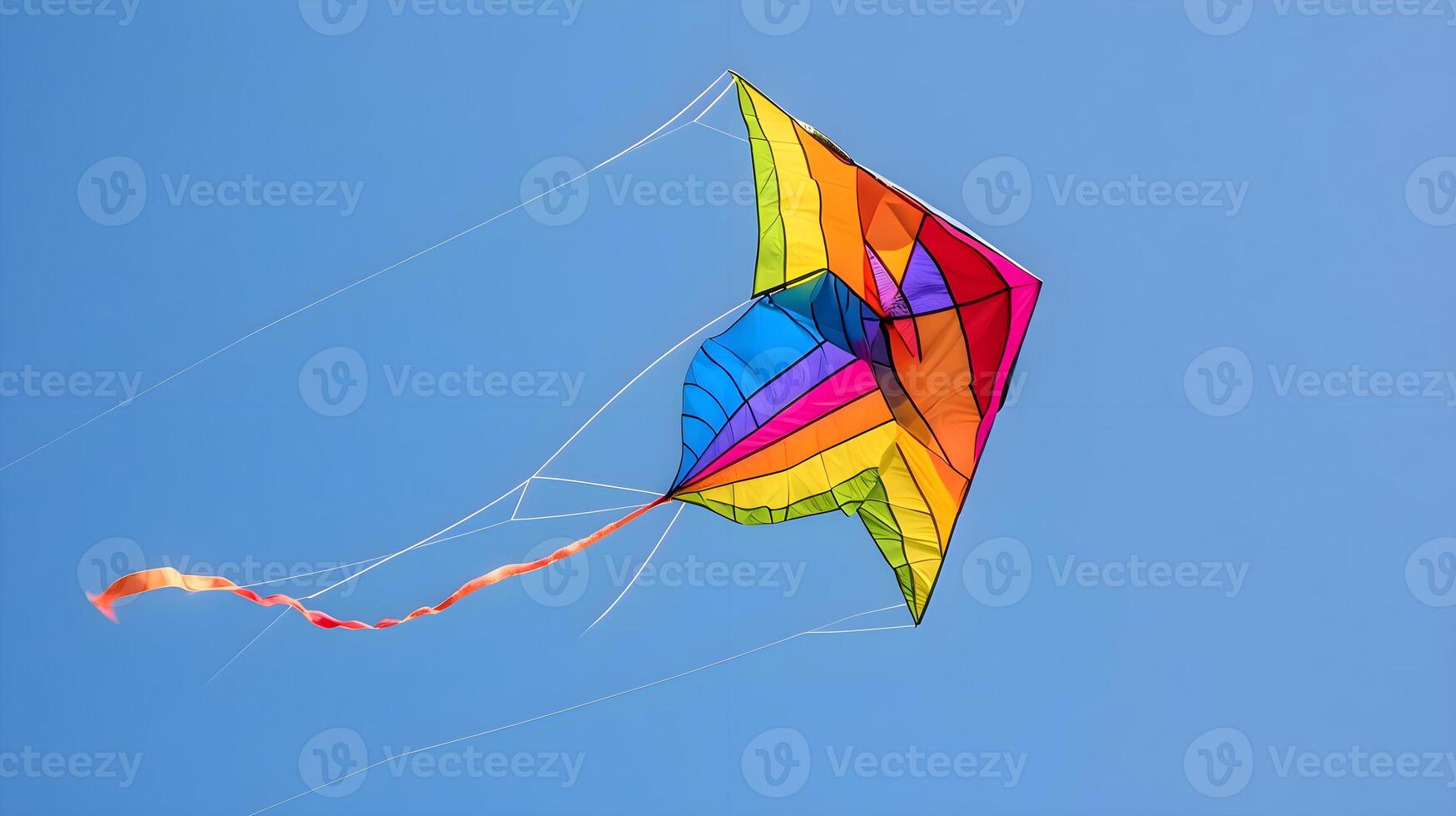 AI generated a colorful kite flying in a blue sky photo
