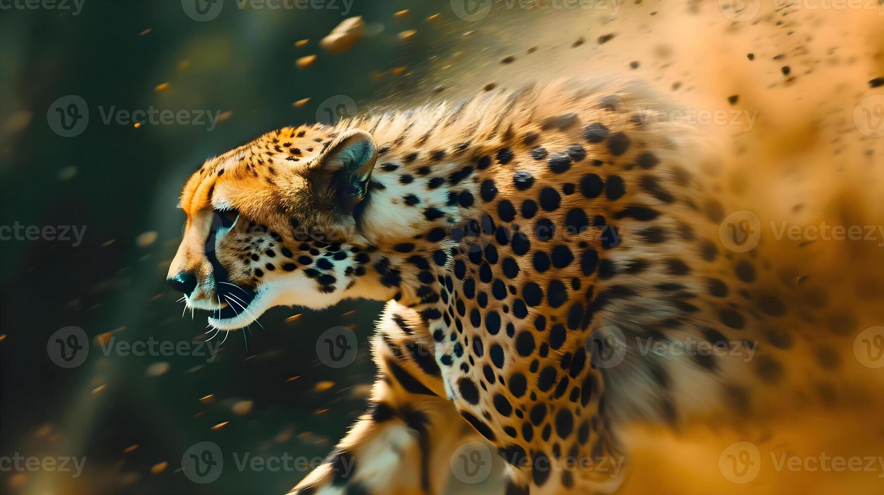 AI generated a cheetah running through a field of grass photo