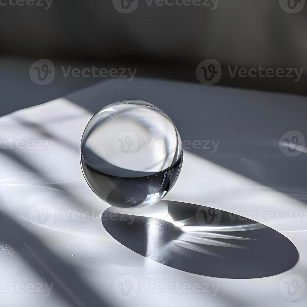 AI generated a glass ball sitting on top of a table photo