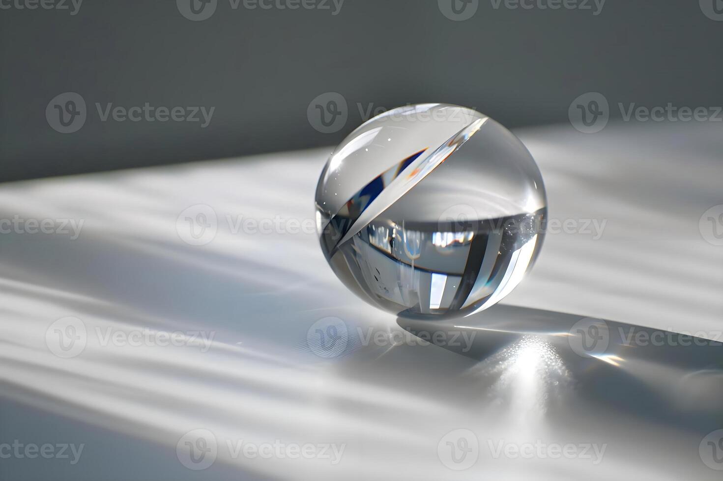 AI generated a glass ball sitting on top of a table photo