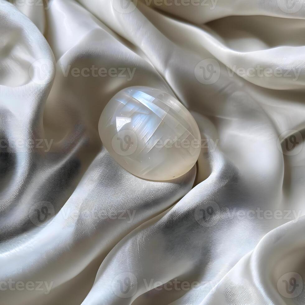 AI generated a white fabric with a glass ball on top of it photo