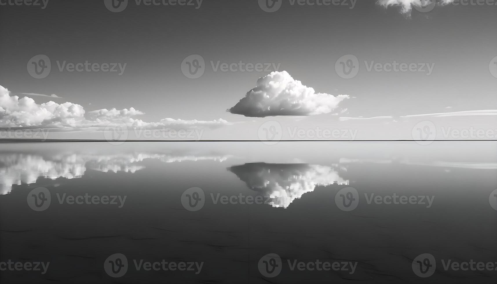 AI generated a black and white photo of a large body of water