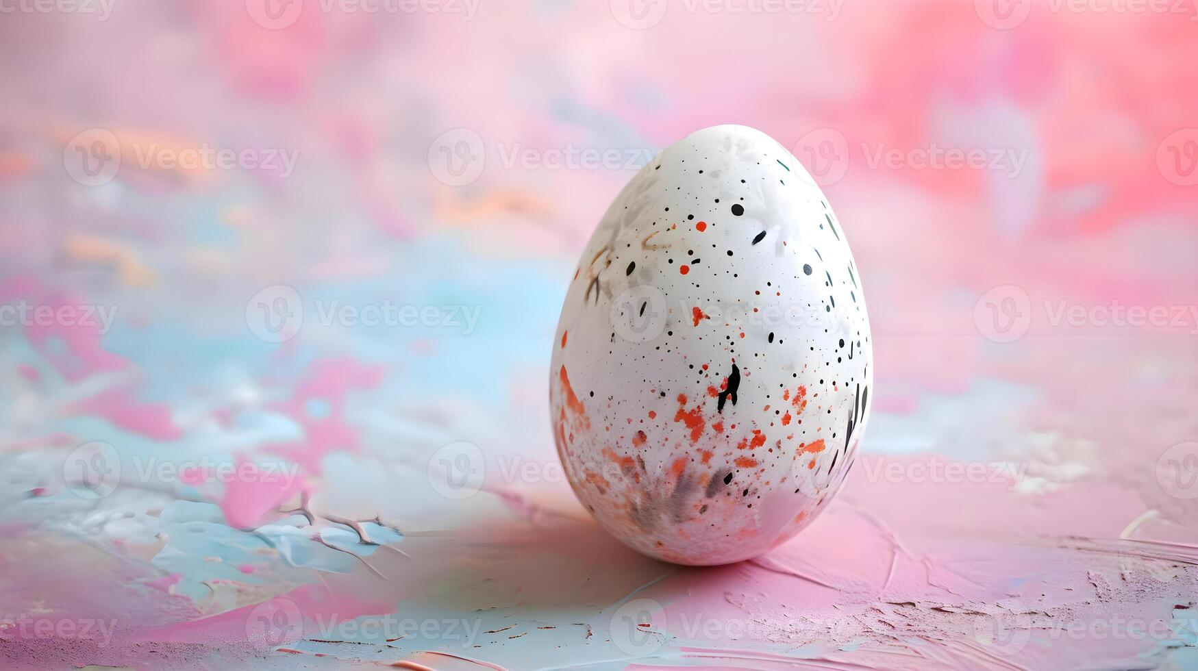 ai generado un pintado huevo sentado en parte superior de un mesa foto