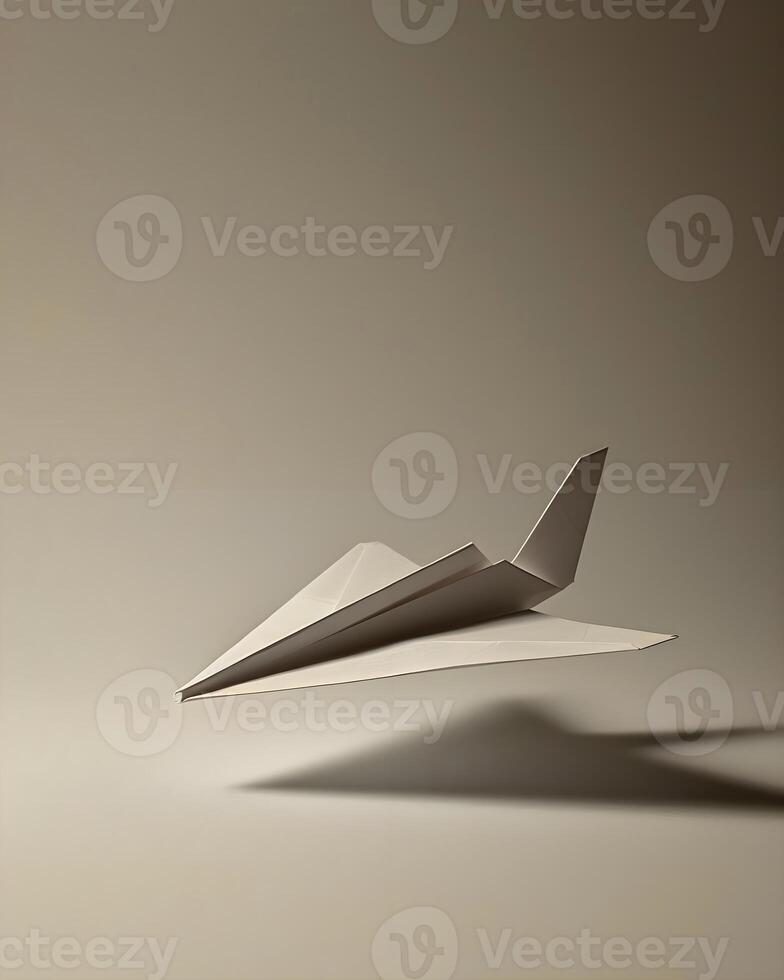 ai generado un papel avión es volador en el aire foto