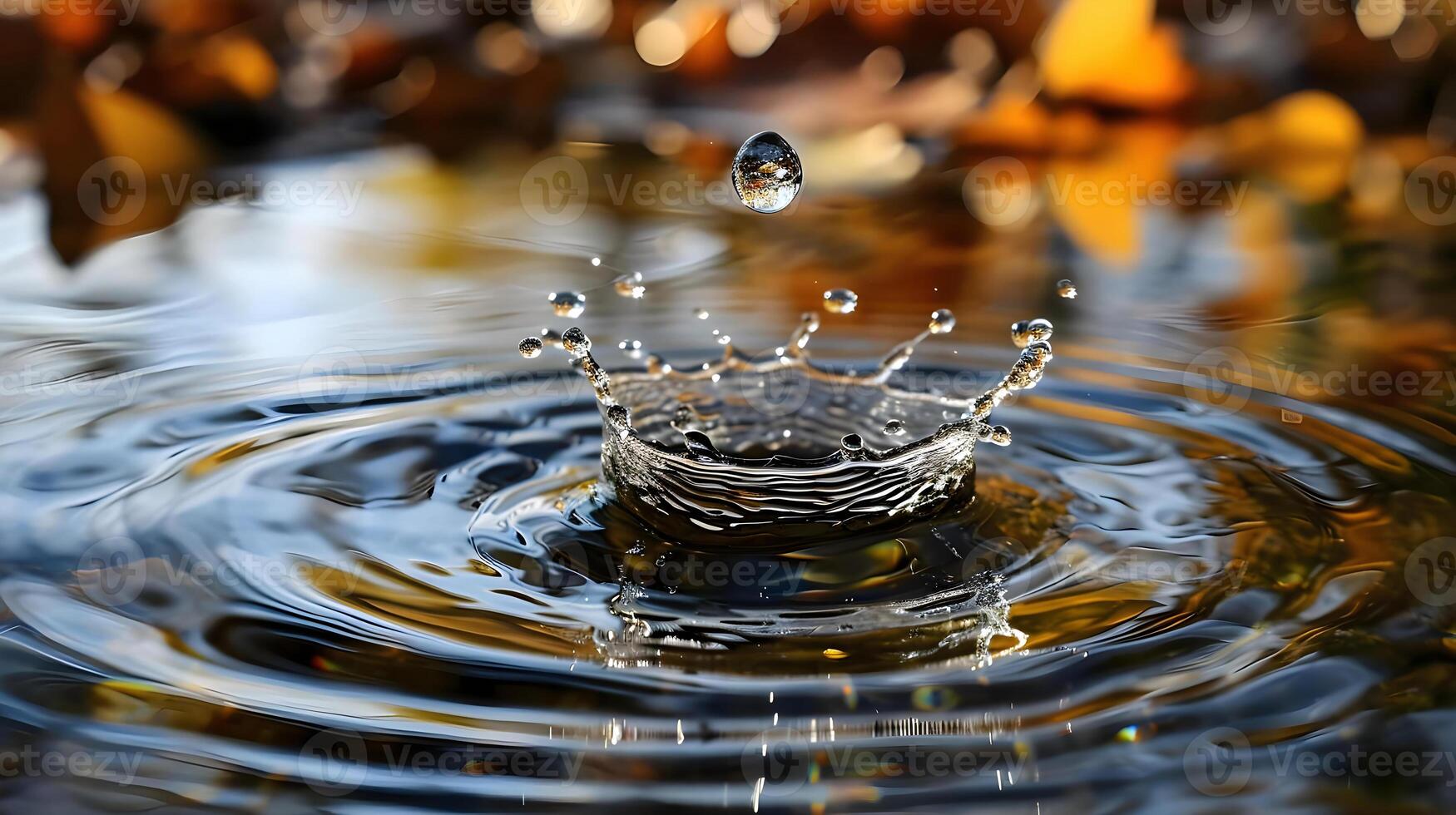 ai generado un agua soltar con un corona en parte superior de eso foto