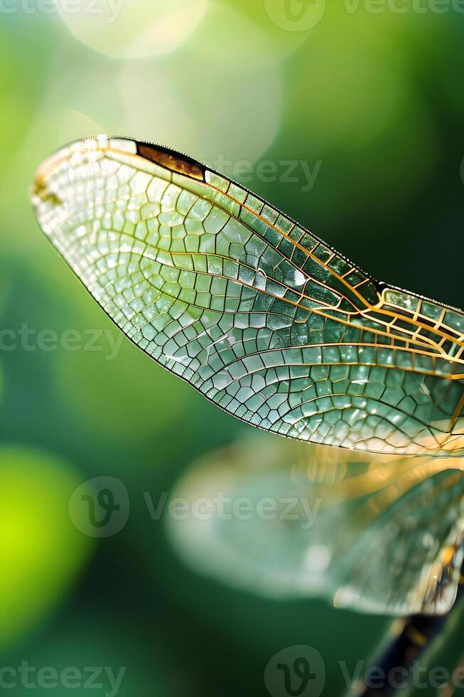 AI generated a close up of a dragonfly on a plant photo