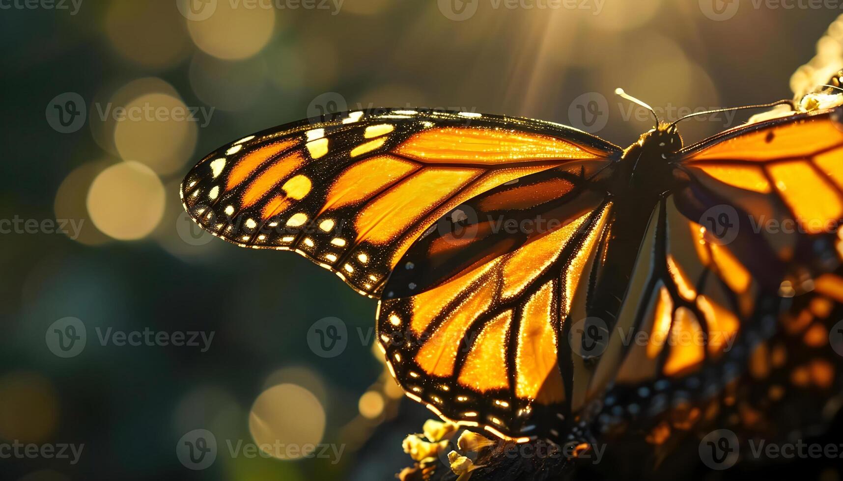 ai generado un cerca arriba de un mariposa en un planta foto