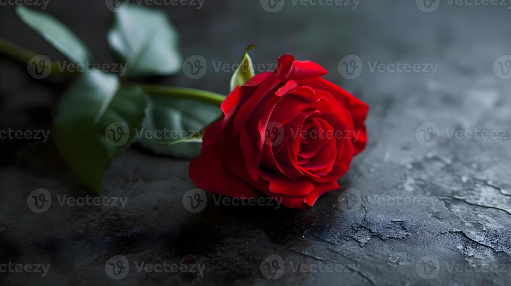 AI generated a single red rose sitting on top of a table photo