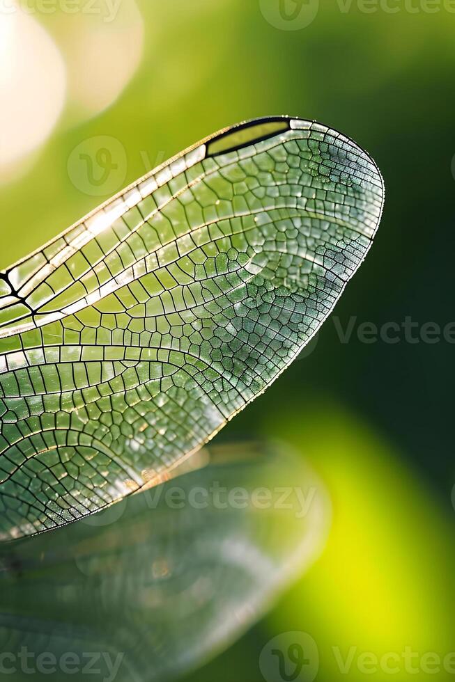 AI generated a close up of a dragonfly on a leaf photo