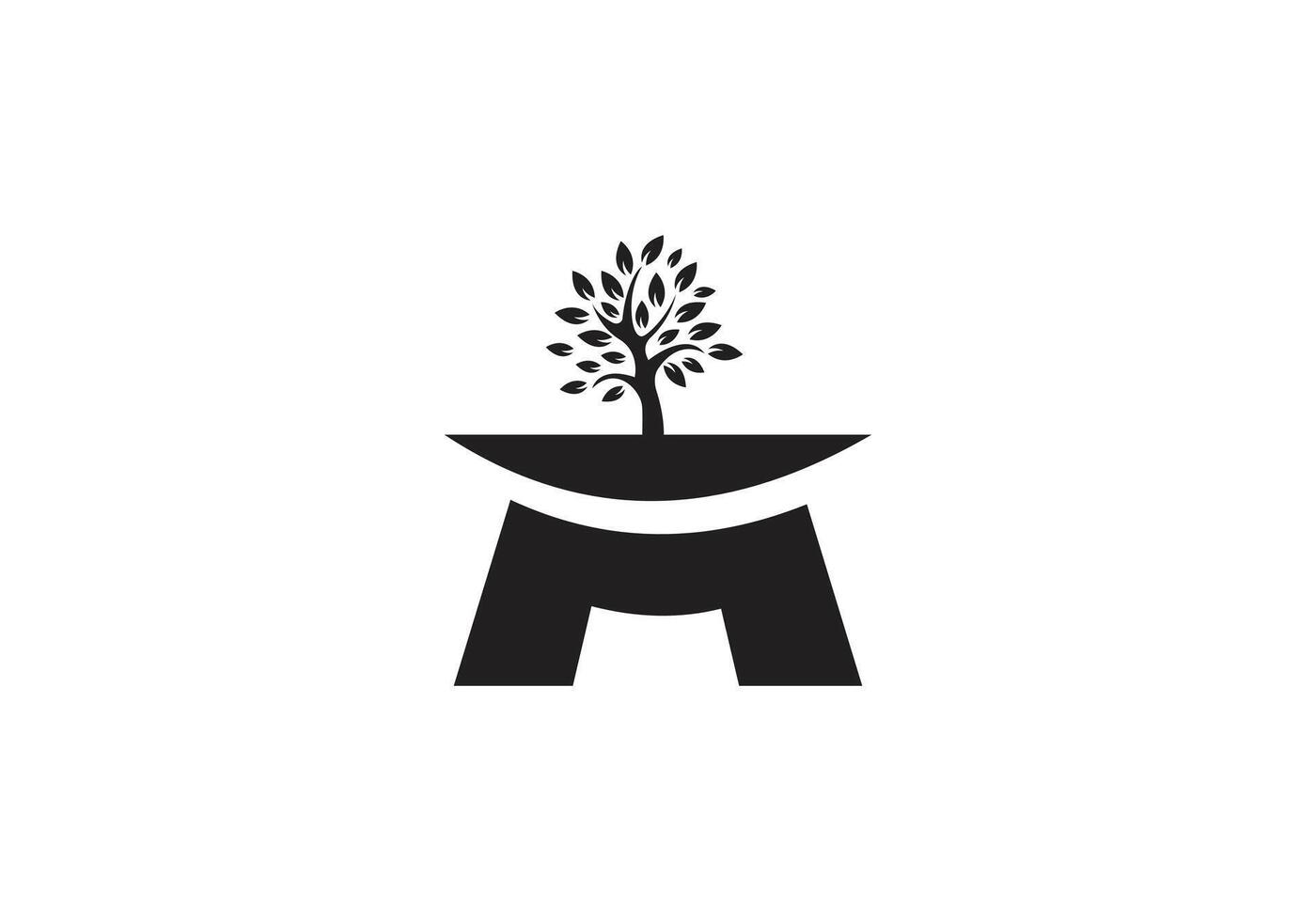 letter A and tree logo vector
