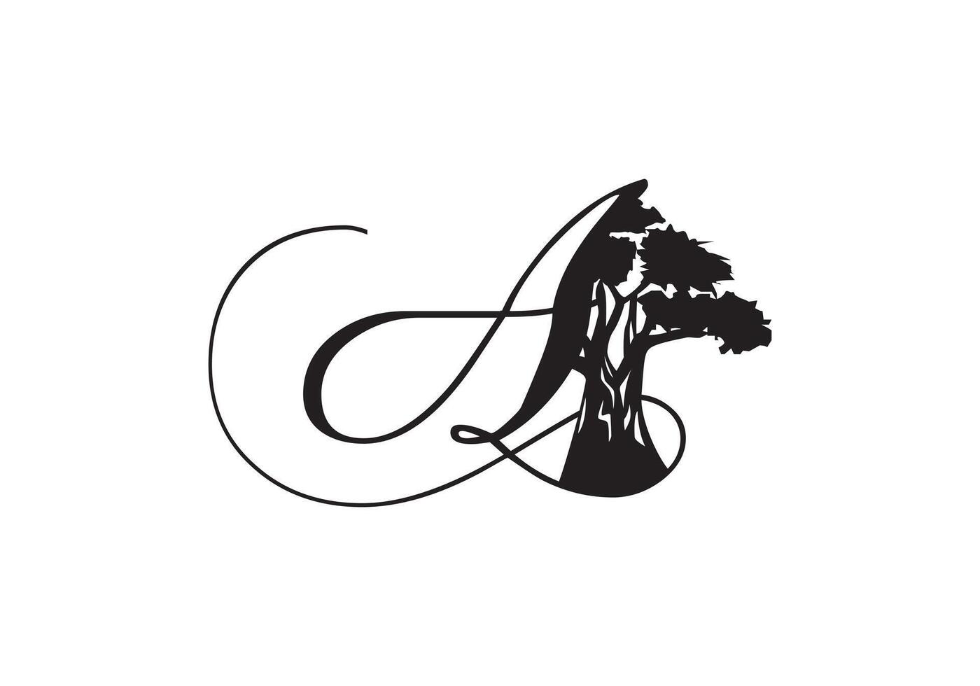 Letter A Tree Logo ,Tree logos, Lettering, Typographic logo, tree and A logo, leaf and alphabet logo. vector