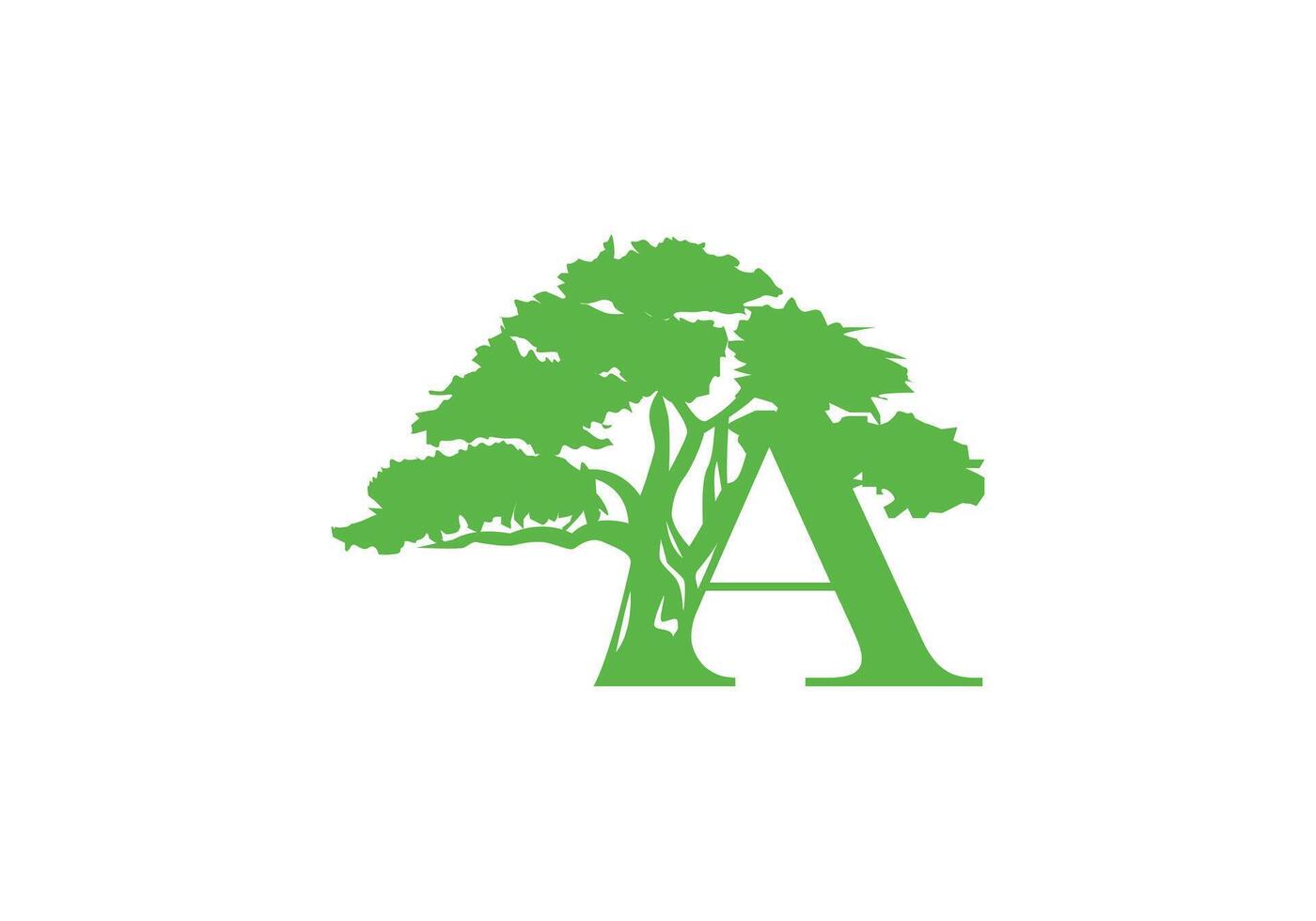 letra un árbol logo ,árbol logotipos, letras, tipográfico logo, árbol y un logo, hoja y alfabeto logo. vector