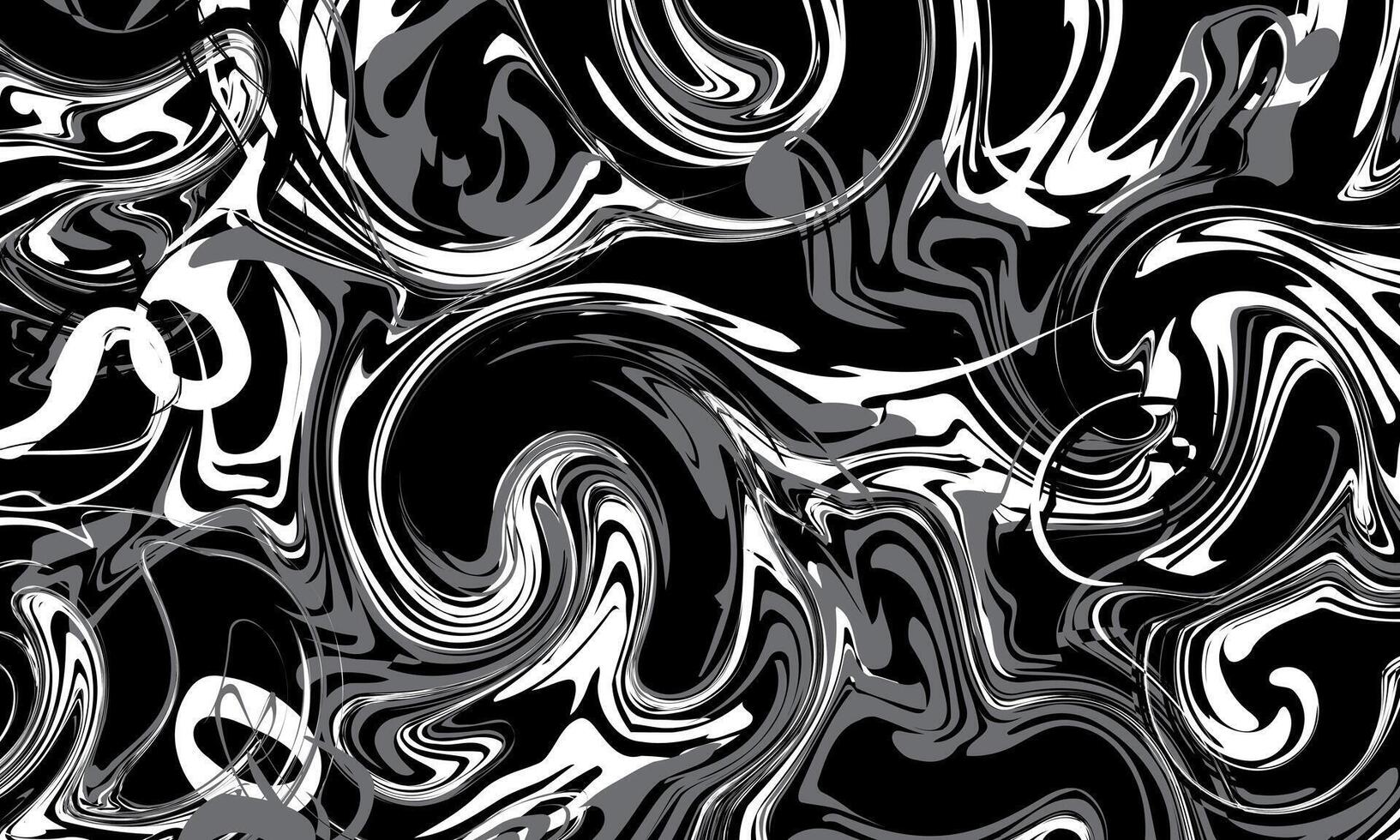 Abstract fluid design. black and white liquid. black background. vector